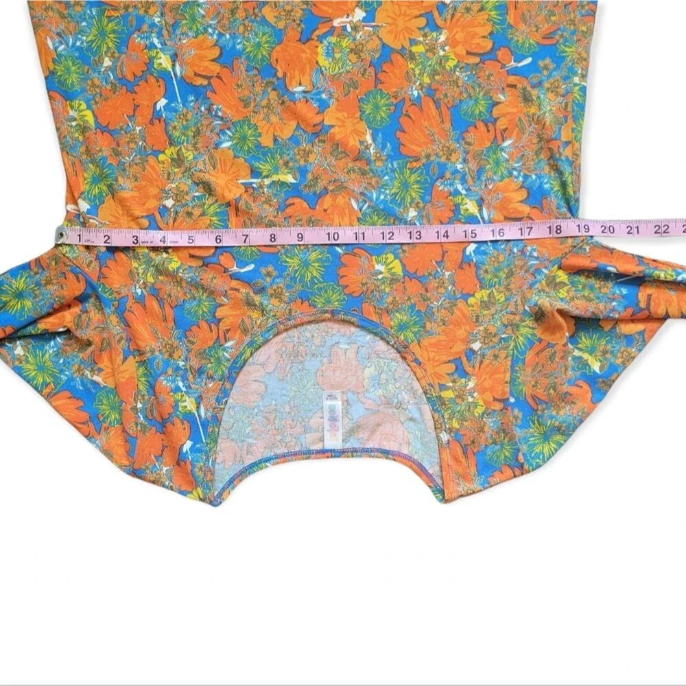 LULAROE VIBRANT LONG SLEEVE ORANGE FLORAL TOP - L